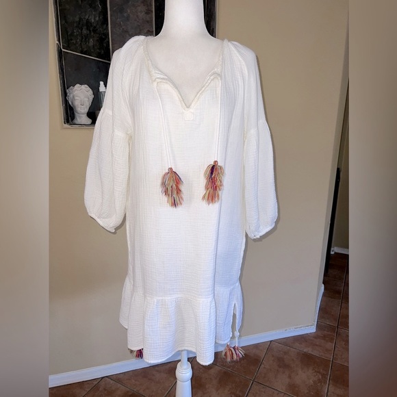 Anthropologie Sundays Flounced Tunic Dress in Coconut Milk Size 2 - Picture 4 of 11